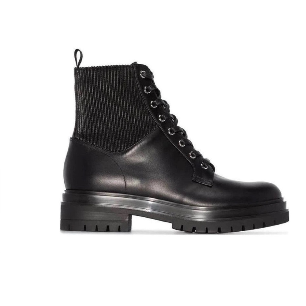 Gianvito Rossi Black Martis Combat Lace Up Booties